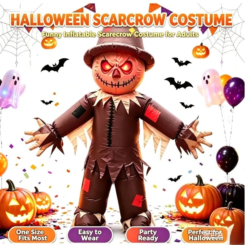 Opblaasbaar Halloween-cosplaykostuum als vogelverschrikker, themafeest met een kwaadaardig horrorthema, outfit voor optredens voor volwassenen 2026