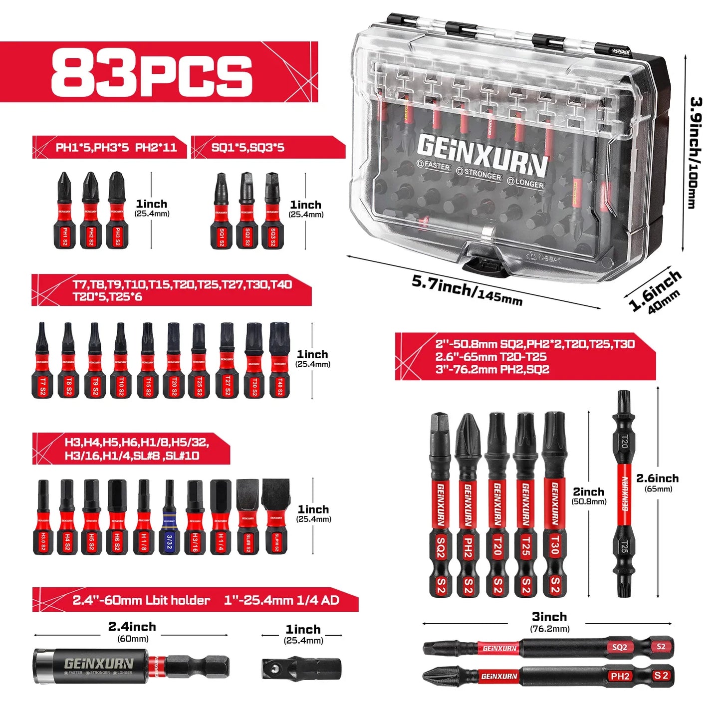Impact Driver Bit Set 83-Delig S2 Staal Magnetische Bits Met Dopadapter Koffer Fall 2025 Doe-Het-Zelf Essentieel