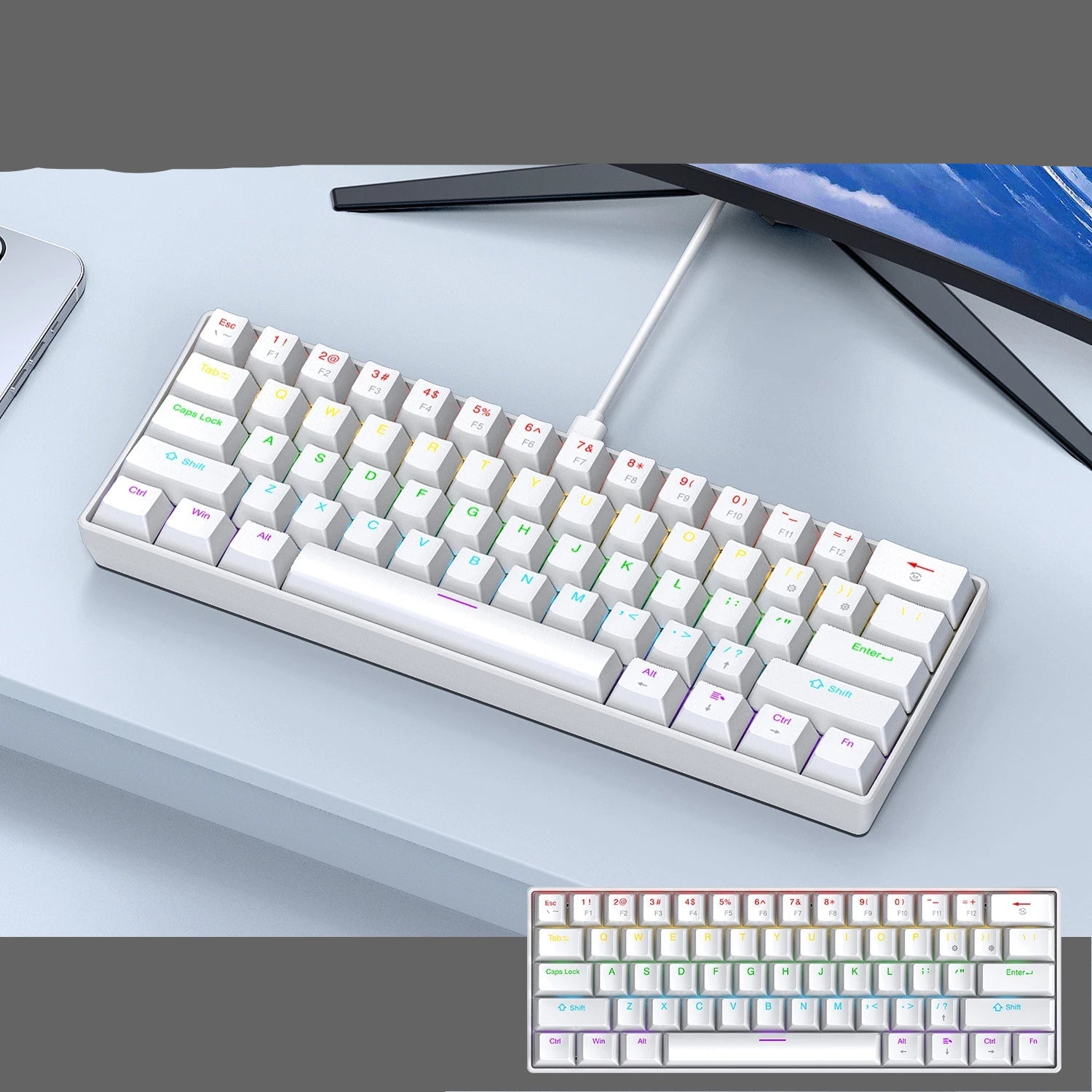 60 Percent Mechanical Mini Keyboard Wired RGB Portable – Incendio