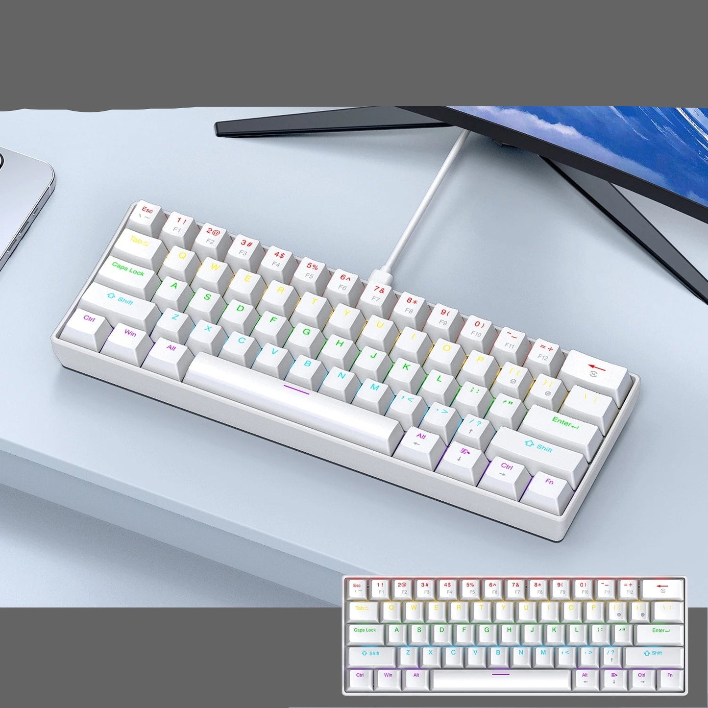 Teclado Mini Mecánico con Cable RGB Portátil 60 Porciento
