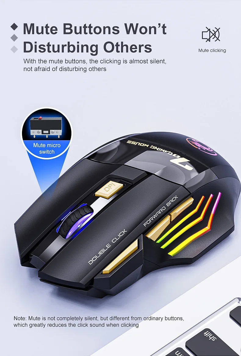 Wireless Gaming Mouse 3200DPI Dual Mode Rechargeable