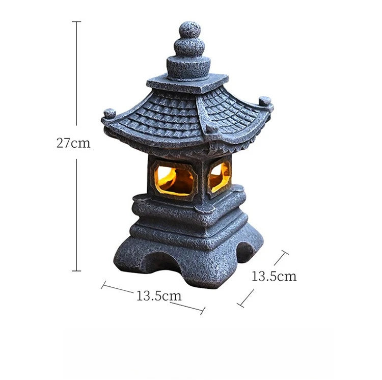 Lanterna solare pagoda in pietra resina ornamento da giardino stile zen cinese luce esterna decorazione ecologica autunno 2026