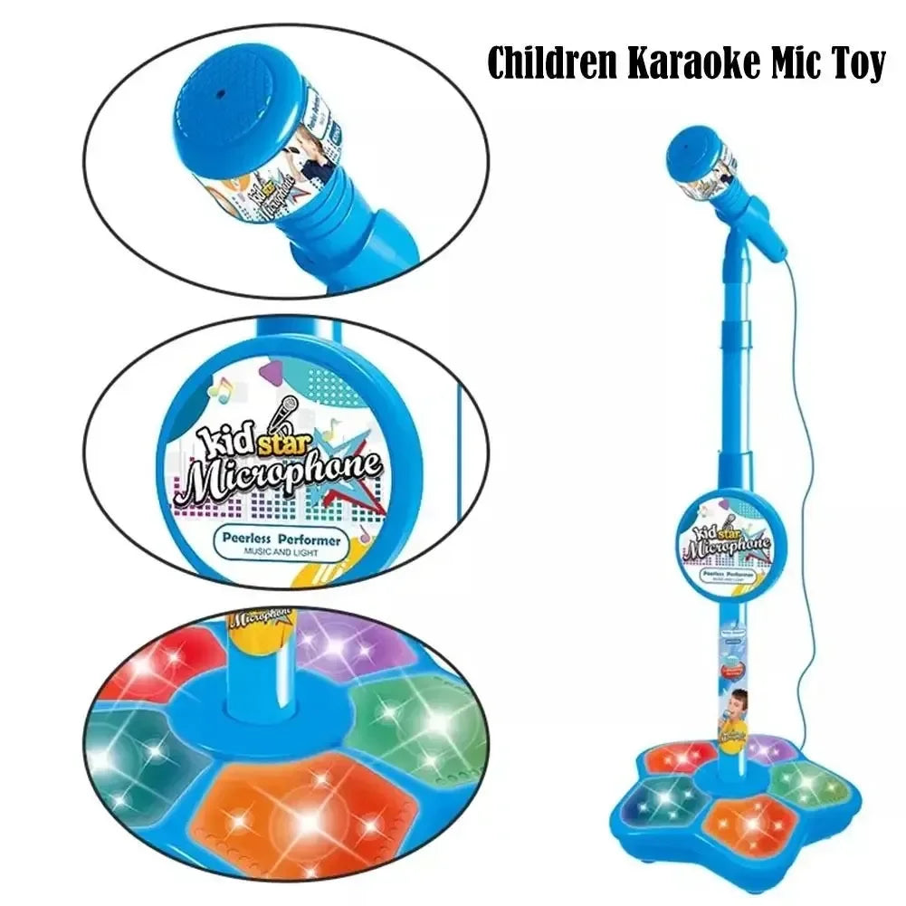 Adjustable Kids Karaoke Microphone with Stand - Fun Music Toy for Boys and Girls, Educational Birthday Gift, MP3 Compatible