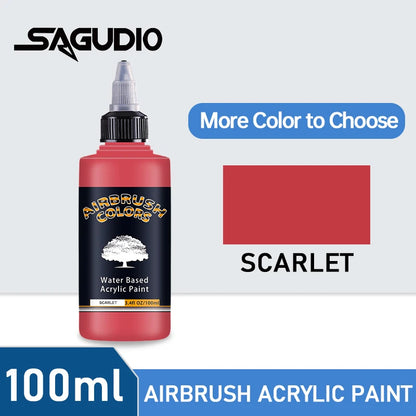 Airbrush akrylmaling matte blæk vandbaseret let at rengøre 32 farver sæt 100 ml flasker til modelhobby TikTok viral håndværkstrend 2026