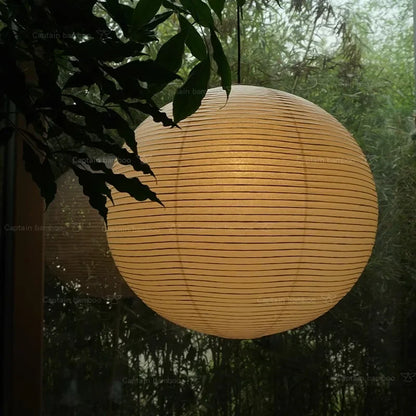 Japandi Pendant Lamp Wabi Sabi Rice Paper Round LED Dimmable