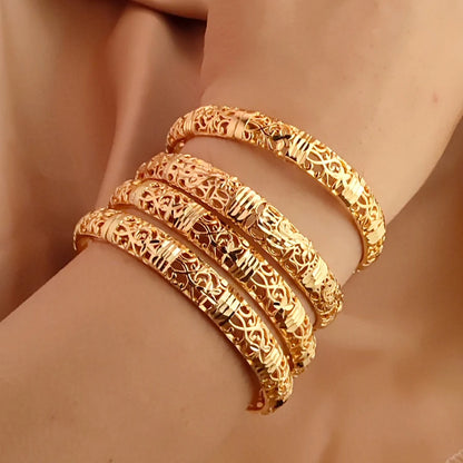 Guld Färgad Armband Öppen Design Bröllopsarmband Dubai Stil