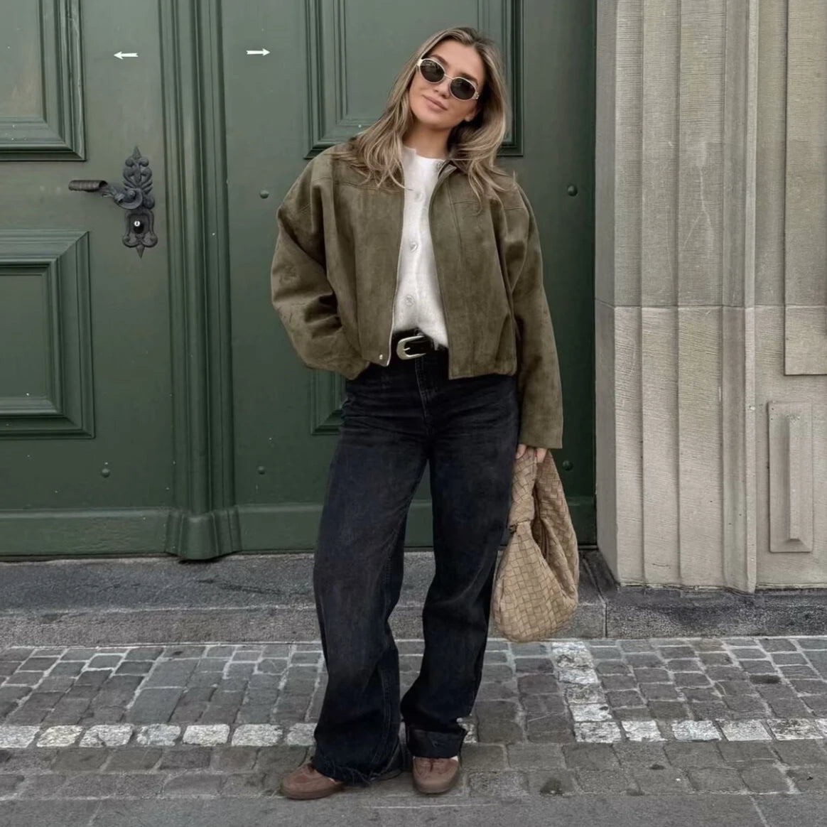 Oversized Women’s Bomber Jacket - Boxy, Velvet, Autumn