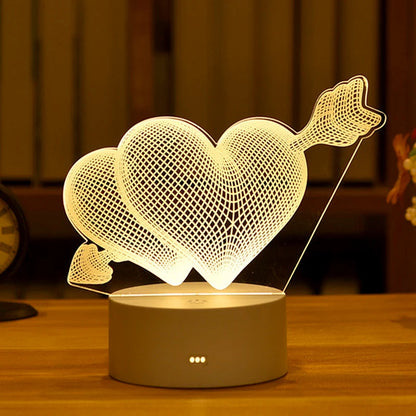 3D Romantische LED Nachtlamp - Kinderkamer Decor, Een Uniek Valentijnsdag Cadeau voor Bruiloften