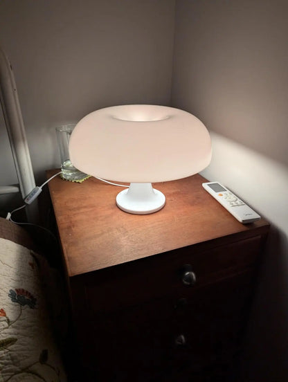 Japandi LED Mushroom Table Lamp Ivory Minimalist Bedside Lighting