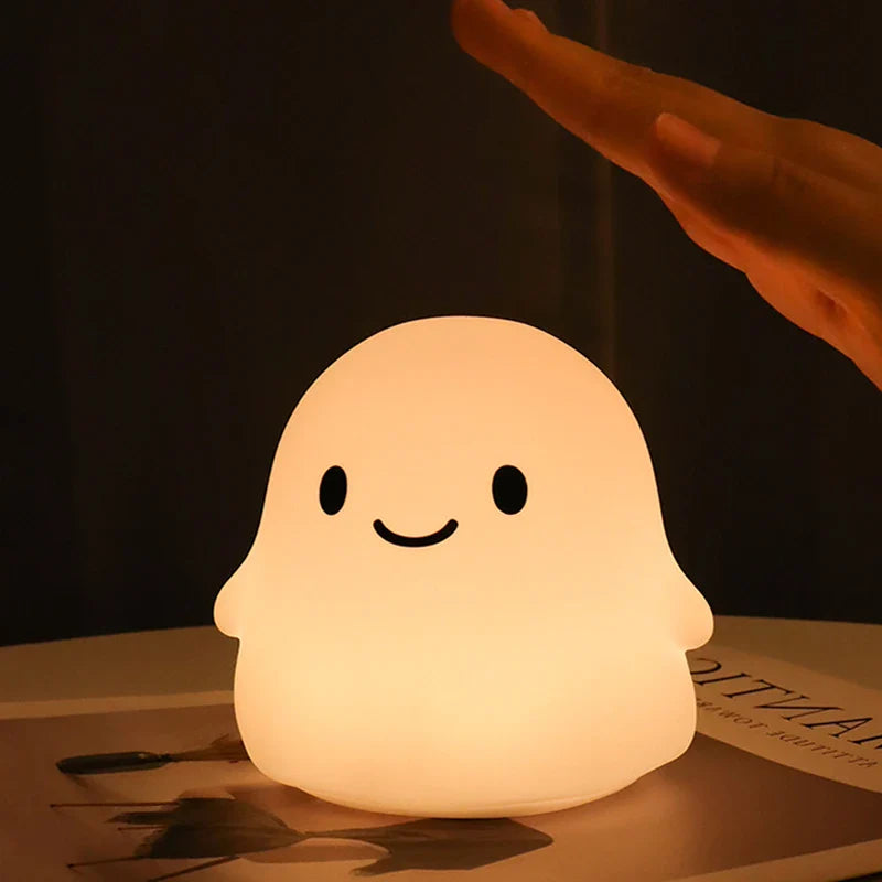 Lampada Notturna di Halloween in Silicone con Fantasma, Anatra e Zucca Carina Lampada Halloween 2025 per Cameretta Ricaricabile Regalo Sicuro per Bambini