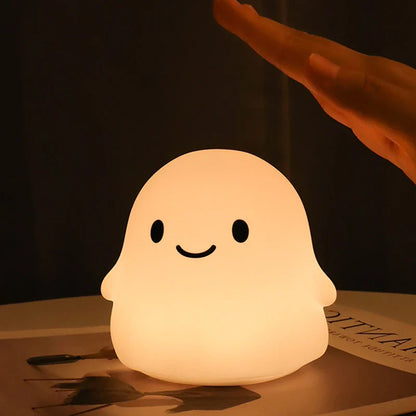 Lampada Notturna di Halloween in Silicone con Fantasma, Anatra e Zucca Carina Lampada Halloween 2025 per Cameretta Ricaricabile Regalo Sicuro per Bambini
