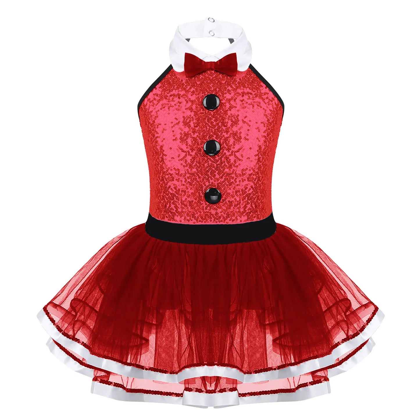 Lightweight girls' leotard - sequined skirted tutu, polyester, for ballet and dance performances