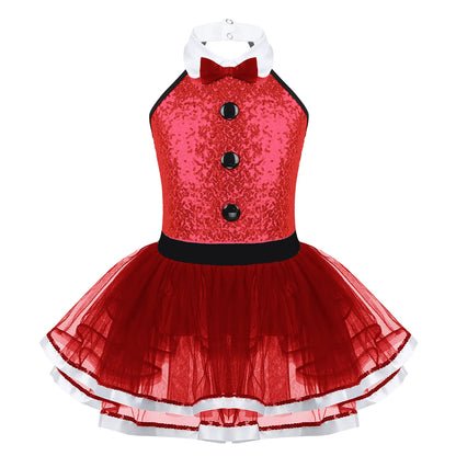 Lightweight girls' leotard - sequined skirted tutu, polyester, for ballet and dance performances