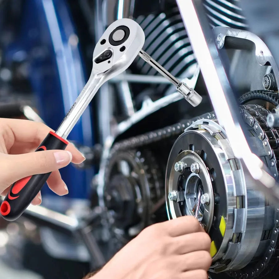Metric Socket Wrench Set - Home Tools Car Mechanic Kit with Ratchet and ...