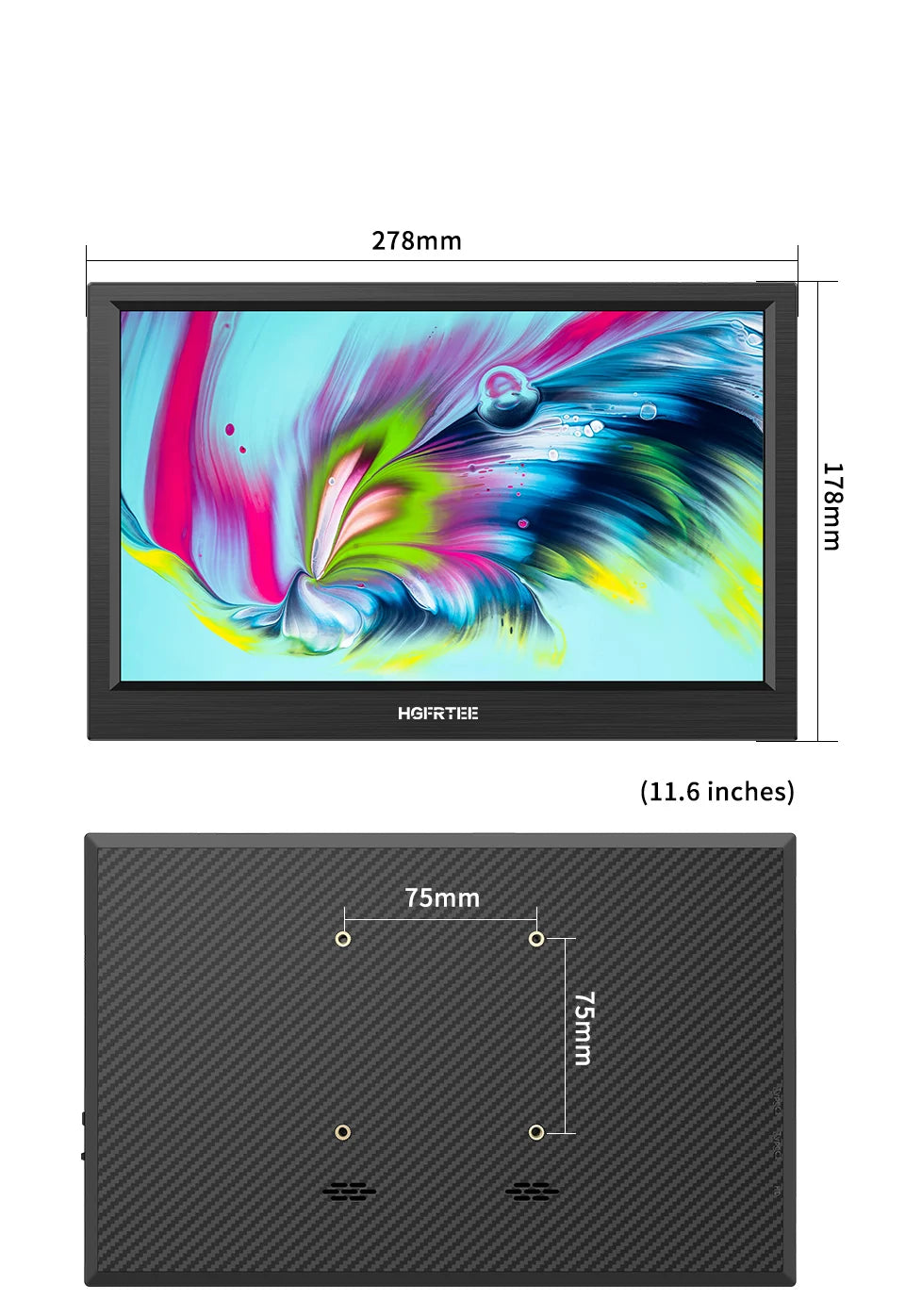 Bærbar skjerm 11,6 tommer HDMI spill sekundær skjerm