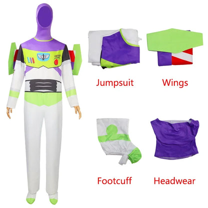 Buzz Lightyear Toy Story Disney-cosplaypak, jumpsuit met vleugels voor volwassenen, Halloweenfeest 2026