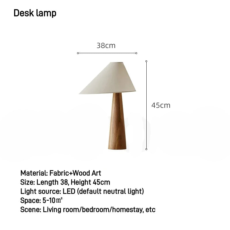 Japandi Conical Oak Floor Lamp Wabi Sabi Retro Lighting Home Decor