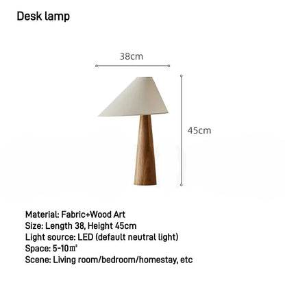 Japandi Conical Oak Floor Lamp Wabi Sabi Retro Lighting Home Decor