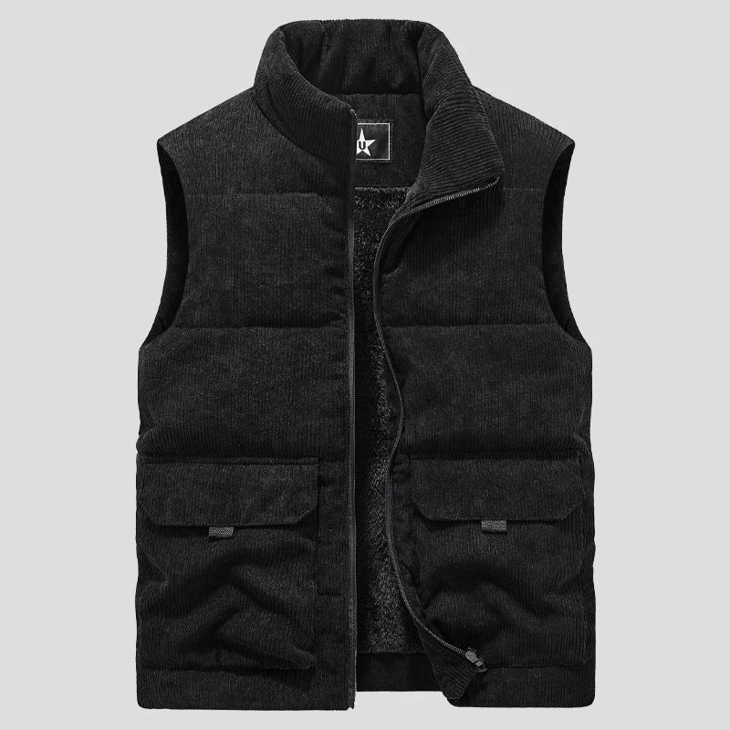 Insulating Mens Fleece Vest - Quilted Corduroy, Casual