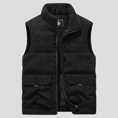 Insulating Mens Fleece Vest - Quilted Corduroy, Casual