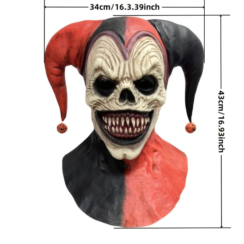Clown Mask Latex Horned Skull Scary Halloween Cosplay