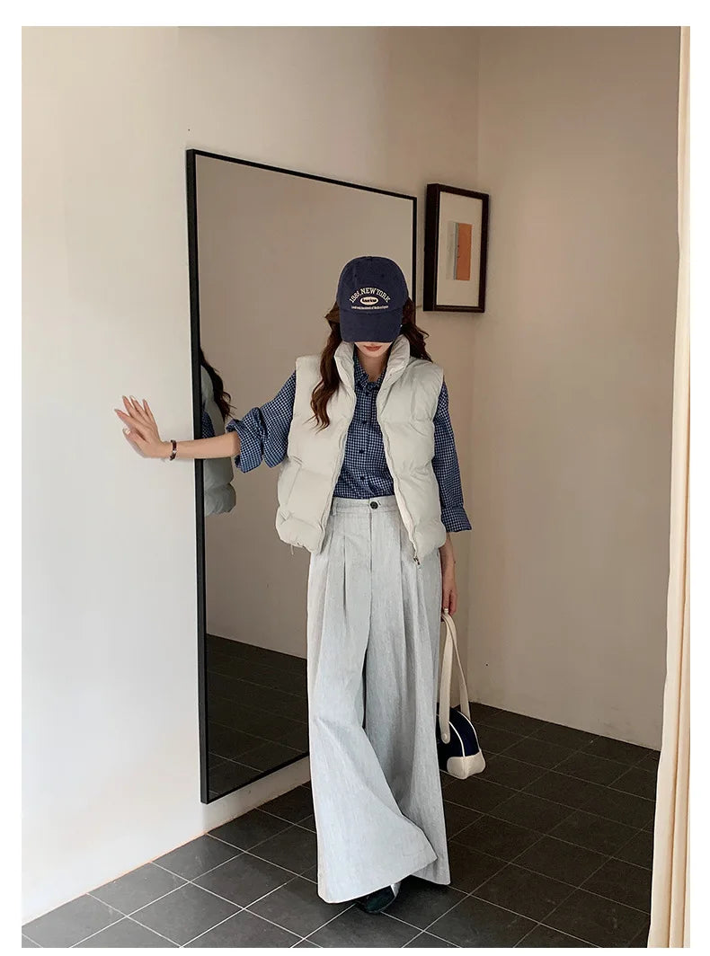 Lightweight Women's Down Vest - Cropped Boxy, Duck Fill