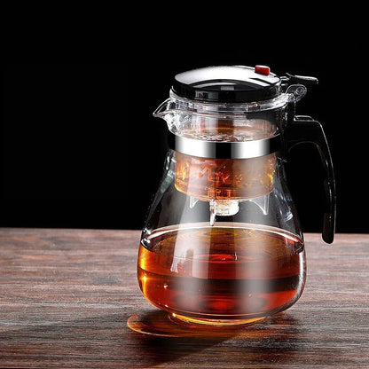 Heat Resistant Glass Teapot With One Click Filter Tea Maker