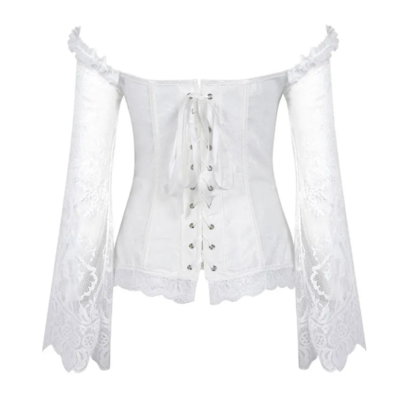 Corsetto da donna di supporto - scollo a barca, pizzo satinato