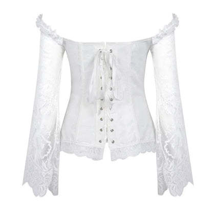 Corsetto da donna di supporto - scollo a barca, pizzo satinato