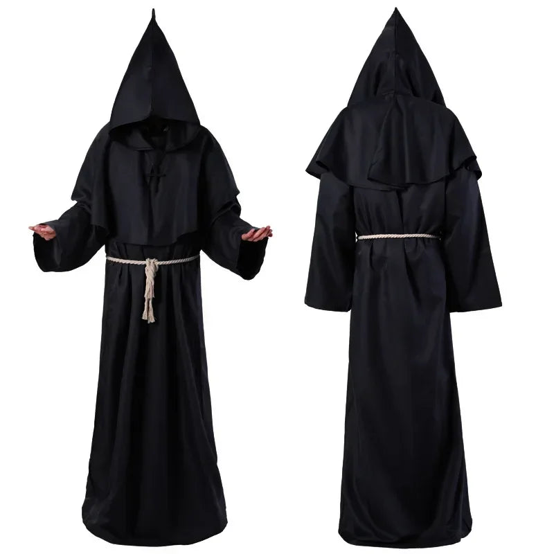 Middeleeuwse monnikenmantel met kap, tovenaarstovenaar-riddercape, Halloween-cosplaykostuum voor volwassenen 2026