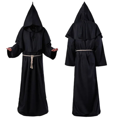 Middeleeuwse monnikenmantel met kap, tovenaarstovenaar-riddercape, Halloween-cosplaykostuum voor volwassenen 2026
