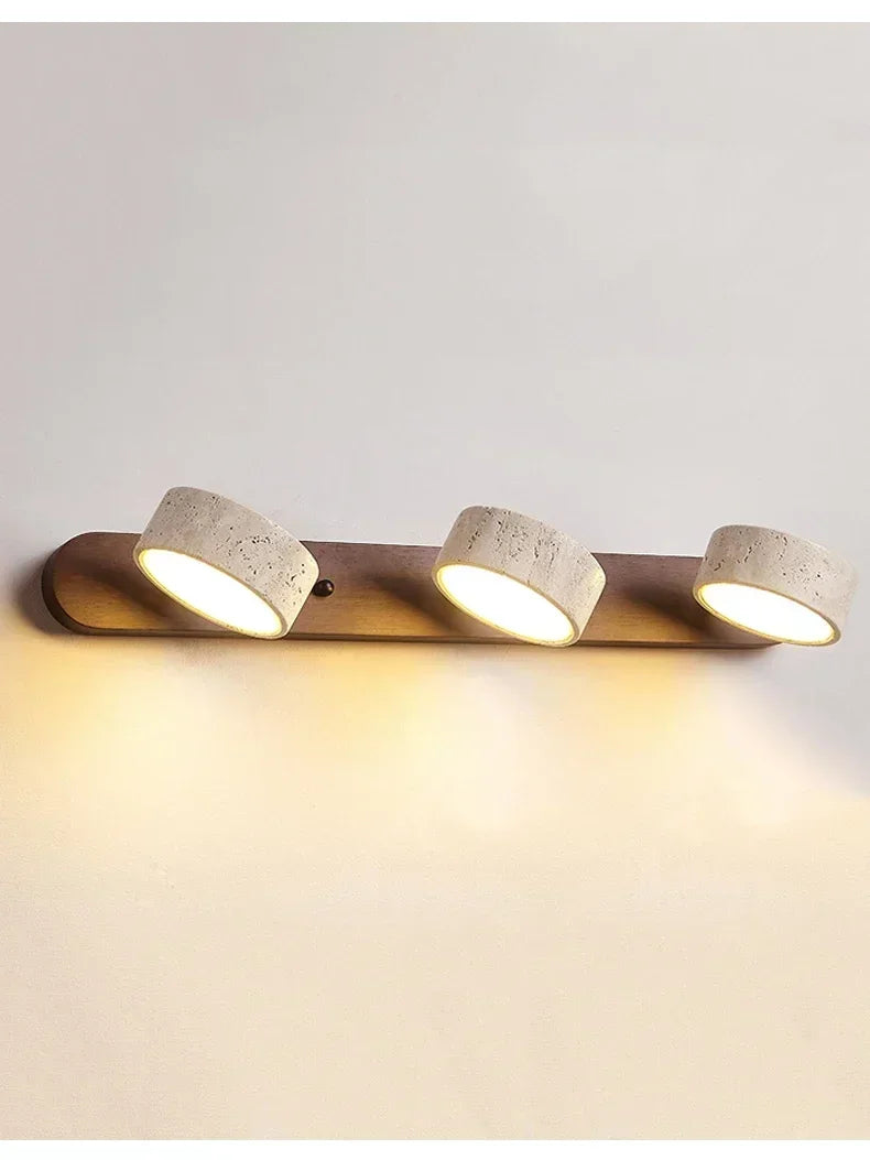 Japandi Wabi Sabi Round LED Wall Light With Mirror Bathroom