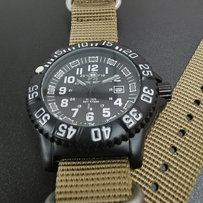 Reloj Militar Correa de Nylon Verde 50m Impermeable Luminoso