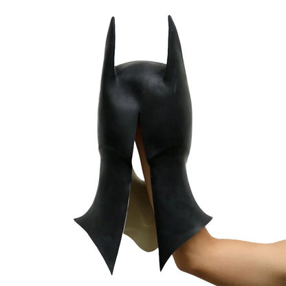 Black Batman Mask for Adults, High-Quality Latex Cowl for Halloween Cosplay and Costume Parties-4