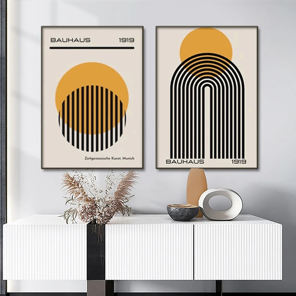 Bauhaus Abstract Geometric Posters Vertical Canvas Art