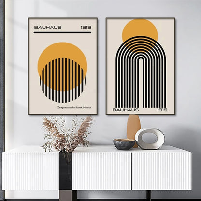 Bauhaus Abstract Geometric Posters Vertical Canvas Art
