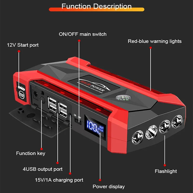 Car Jump Starter 12V Emergency Booster Power Supply Fall 2025 Road Trip Accessory