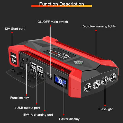 Car Jump Starter 12V Emergency Booster Power Supply Fall 2025 Road Trip Accessory