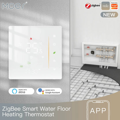 ZigBee Thermostat Wall Mounted Glass Panel Hub Compatible Fall 2025 Energy Saving