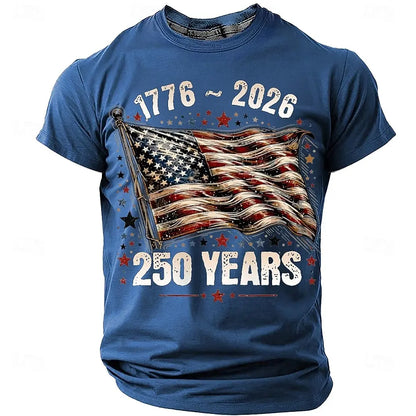 Soft unisex graphic tee - distressed flag print, 250-year design, durable cotton, casual everyday wear