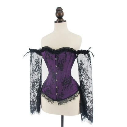 Corsetto da donna di supporto - scollo a barca, pizzo satinato