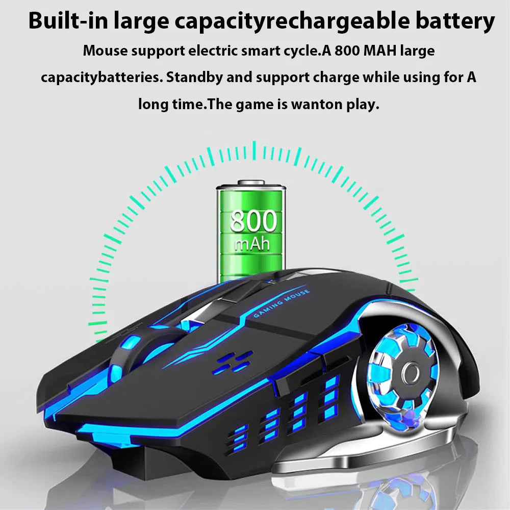 Wireless Gaming Mouse Rechargeable Silent RGB Backlight