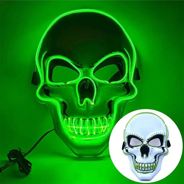 LED Skull Mask Full Face Glowing Terror Mask Halloween Fall 2025 Masquerade Party Costume Mask Breathable