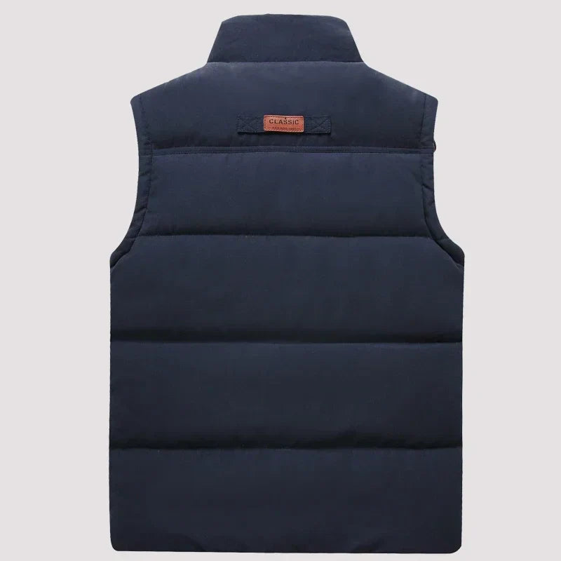 Warm Men's Padded Vest - Quilted Sleeveless, Fleece, Winter