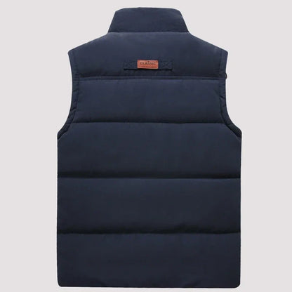 Warm Men's Padded Vest - Quilted Sleeveless, Fleece, Winter