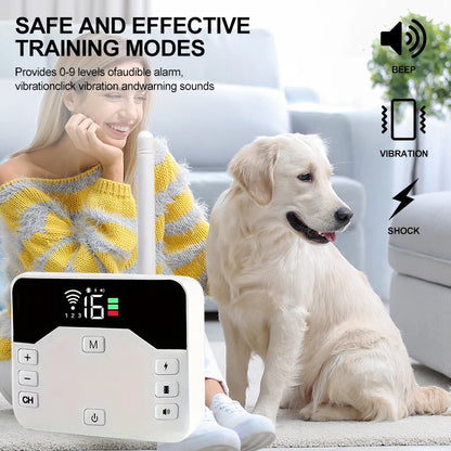 Pets Wireless Electronic Fence - IP65 Waterproof Rechargeable Remote Control Training Collar