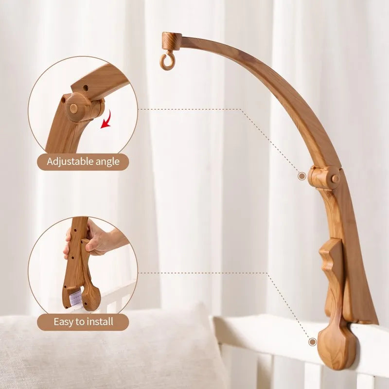Wooden Felt Animal Crib Mobile With Soothing Calming Music