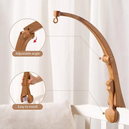Wooden Felt Animal Crib Mobile With Soothing Calming Music