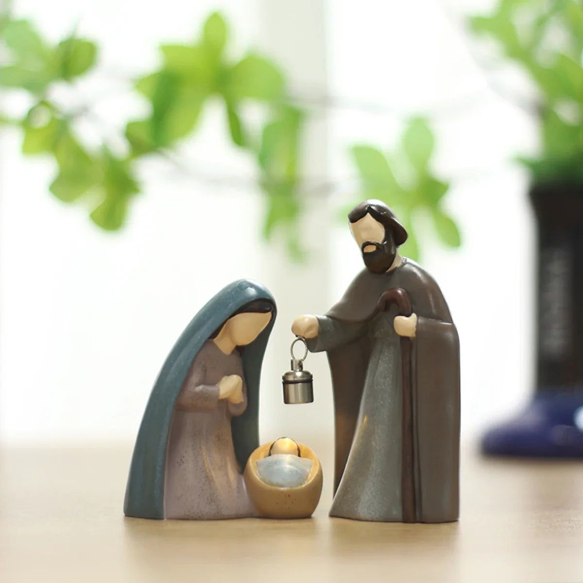 Nativity Scene Lanterns Resin Holy Family Figurines Luminous Christmas 2025 Prayerful Display