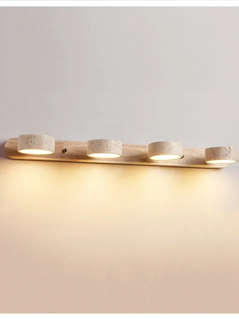 Japandi Wabi Sabi Round LED Wall Light With Mirror Bathroom